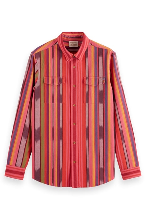 SPACE DYE STRIPE SHIRT PINK IKAT 1