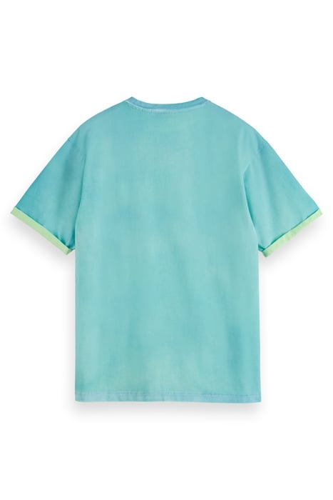TWO COLOUR SPRAYED T-SHIRT WASHED NEON BLUE 2