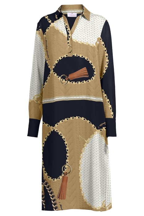 DRESS TURIN CHAINS AND TASSELS CAMEL BLACK BLACK, COGNAC 1