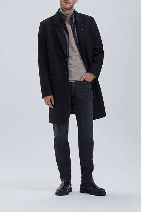 BLACK COAT WITH LEATHER FACING BLACK 4