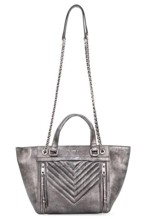 1440 MEDIUM METALLISE QUILTED CHEVRON TOTE BAG GREY 1