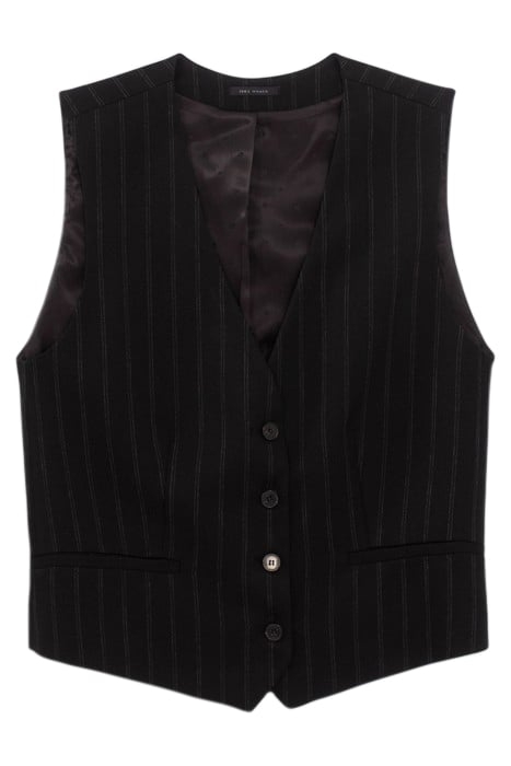 BLACK PINSTRIPE SUIT WAISTCOAT BLACK 3