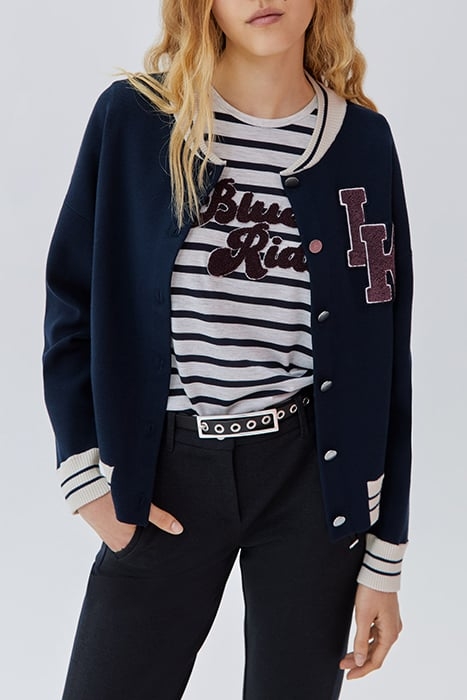 NAVY KNIT BOMBER-STYLE CARDIGAN NAVY 1