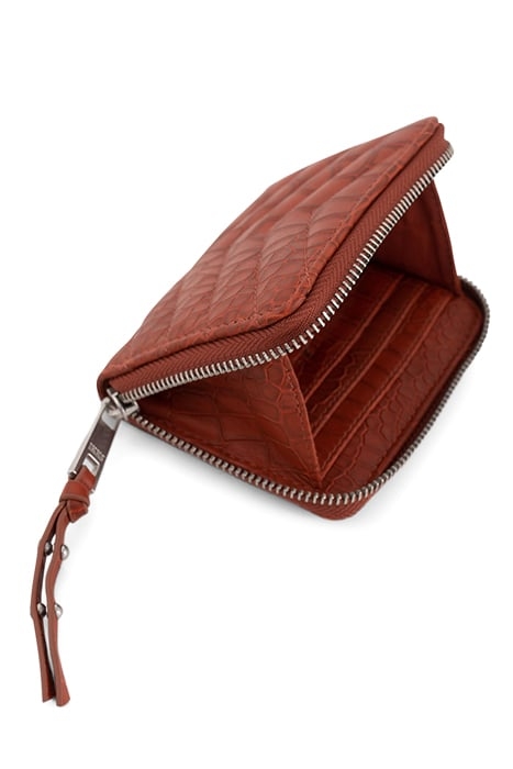 ORANGE EMBOSSED LEATHER 1440 MINI COMPAGNON WALLET ORANGE 5