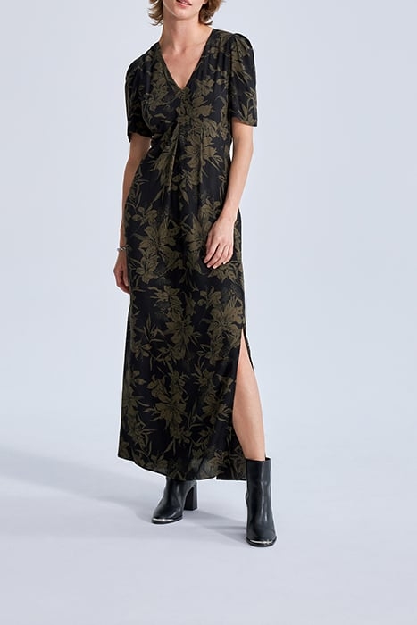 BLACK LILY PRINT LONG DRESS BLACK 1