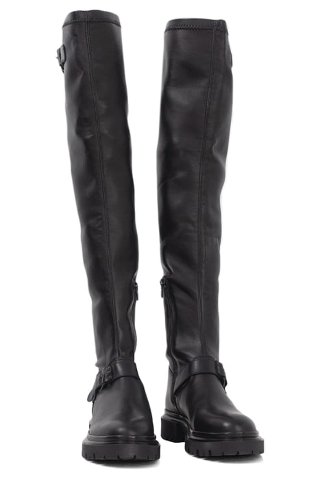 BLACK THIGH-HIGH BOOTS WITH LUGGED SOLES BLACK 2