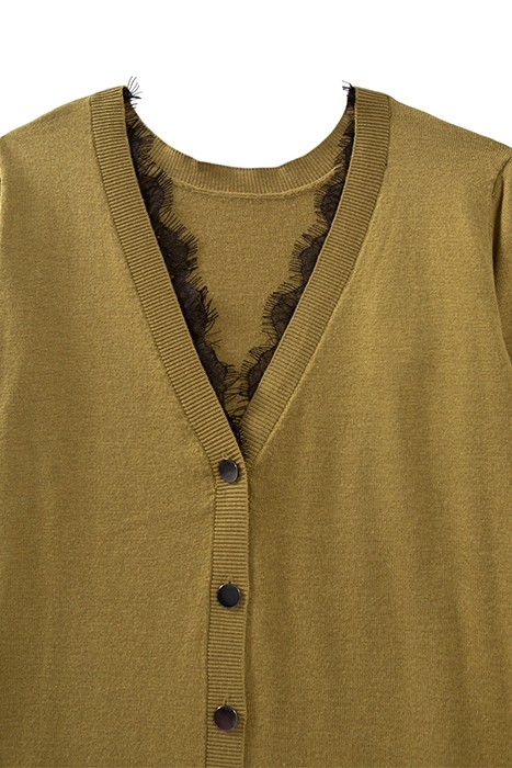 GREEN KNIT AND LACE REVERSIBLE CARDIGAN ABSINTH 5