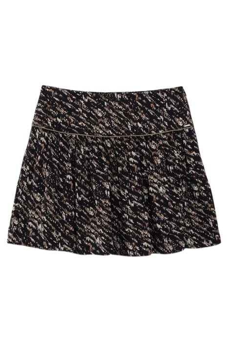 BLACK FUSAIN PRINT SHORT FLOWING SKIRT BLACK 4