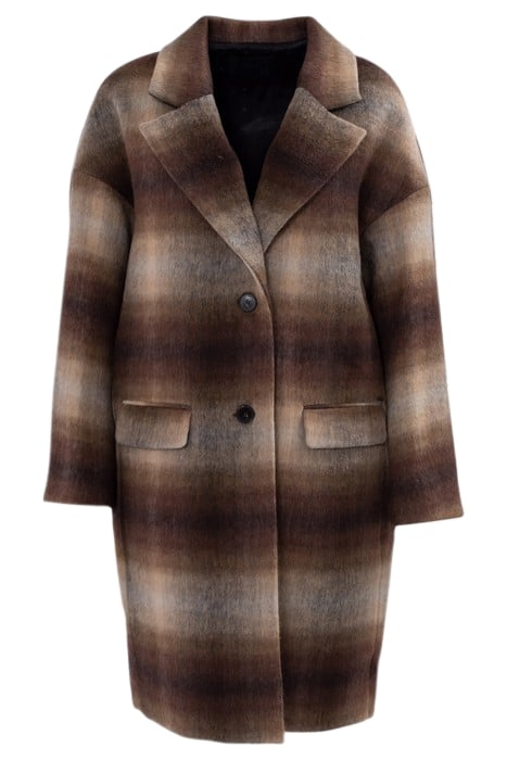 SIENNA BLURRED CHECK WOOL FABRIC COAT CAMEL 3