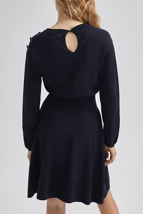 BLACK SWEATER DRESS WITH DIAMANTE BUTTONS BLACK 2