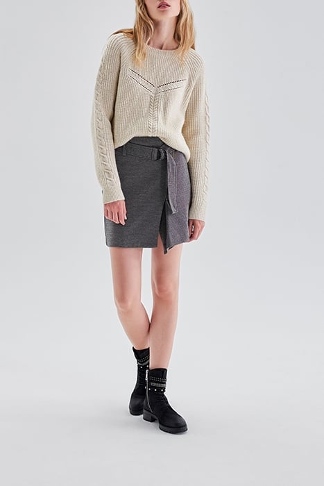 ECRU DECORATIVE STITCH LUREX KNIT SWEATER OFF-WHITE 3