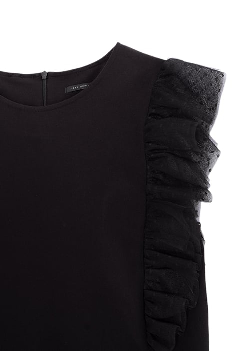 BLACK DOTTED SWISS RUFFLED DRESS BLACK 3