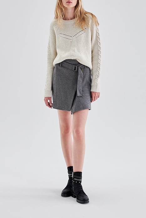 GREY SEMI-PLAIN WRAP SHORT SKIRT GREY 3