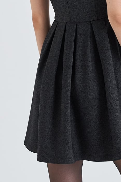 BLACK SHINY KNIT SKATER DRESS BLACK 5