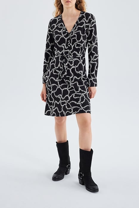 BLACK DRESS WITH ECRU LETTERING PRINT BLACK 3