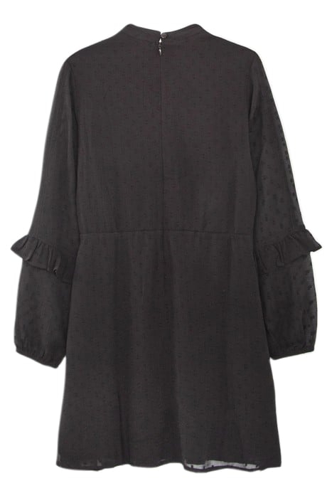 GIRLS’ BLACK DOTTED SWISS JACQUARD DRESS WITH DICKEY BLACK 2