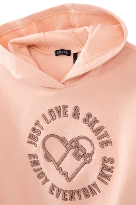 GIRLS’ KHAKI HOODIE WITH GATHERED CUFFS PINK 3
