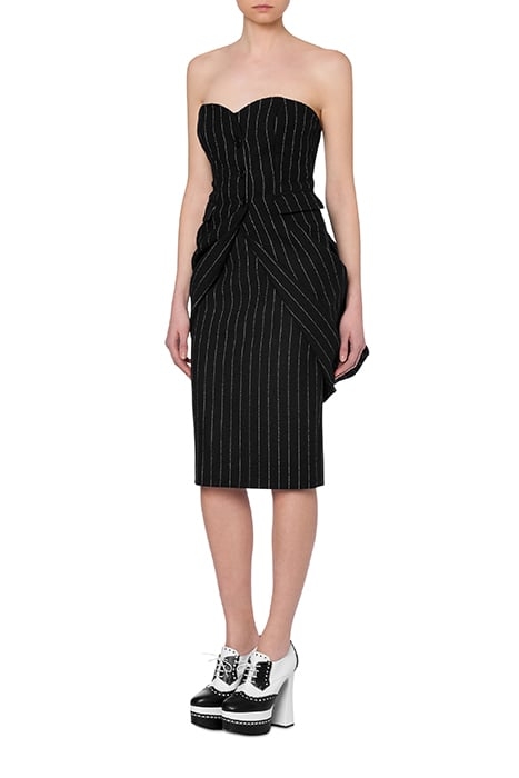 STRETCH PINSTRIPE BUSTIER TOP BLACK 1