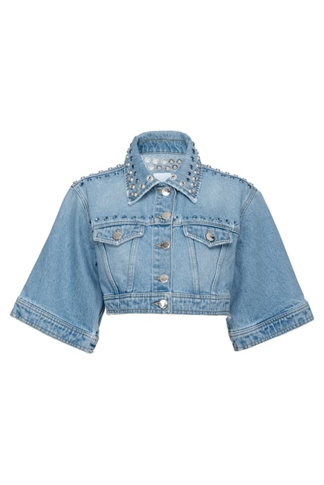 RECORD GIUBBINO DENIM + STRASS E METAL MEDIUM LIGHT WASH 1