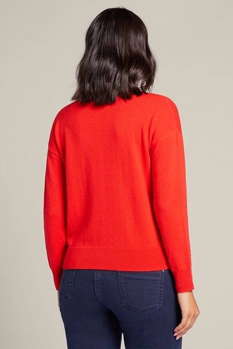 SWEATER WITH COLLAR IN PURE CARDED WOOL RED 2