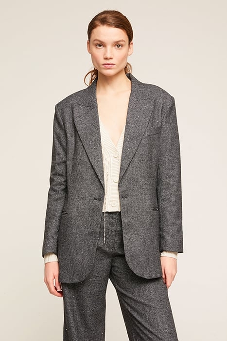 CHECK-PATTERNED SINGLE-BREASTED BLAZER GREY 1