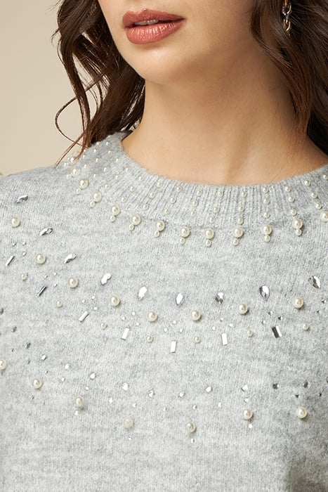 ANIMAL-PATTERN SWEATER WITH JEWEL CHAIN GREY 4