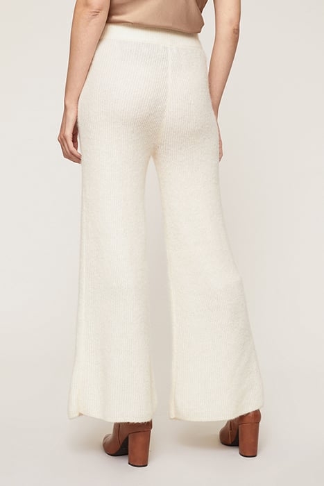ALPACA BLEND KNIT PALAZZO TROUSERS WHITE 2