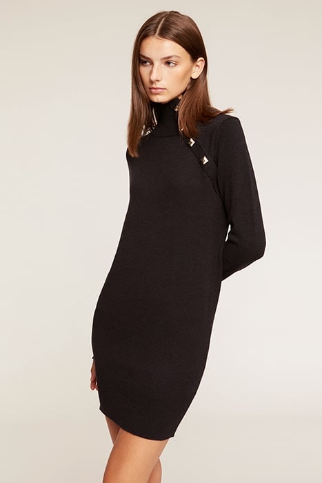 KNIT DRESS WITH BUTTON FEATURE BLACK 4