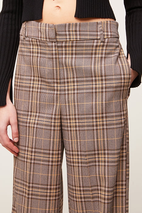 WIDE-LEG CHEQUERED PATTERN TROUSERS YELLOW 4