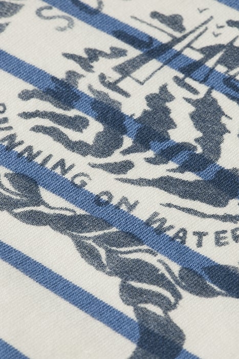 SHORT SLEEVED PRINTED FASHION FIT SWEAT TOP BLUE STRIPE 3