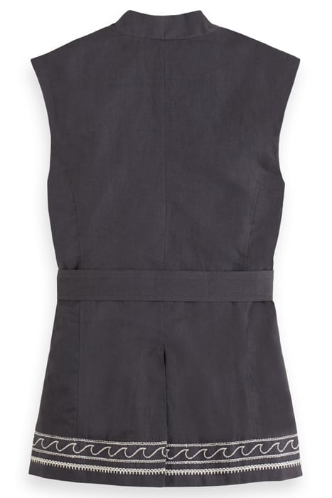 BELTED GILET WITH PALM EMBROIDERY ANTRA 2