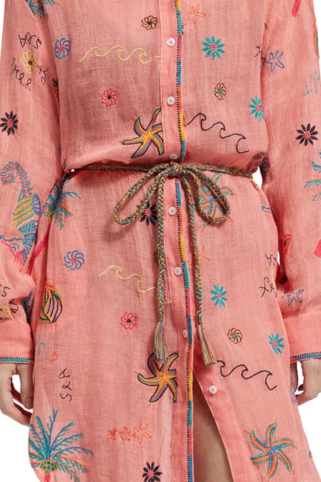 OVERSIZED SHIRT DRESS WITH MULTICOLOR EMBROIDERY SEA LIFE EM 6
