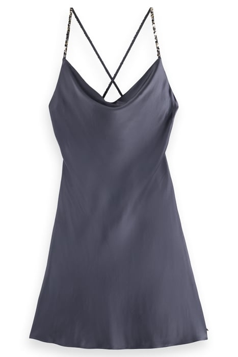 COWL NECK MINI DRESS WITH SEQUINS STRAPS ANTRA 1