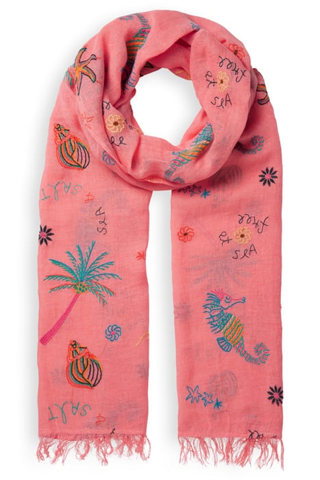 LONG SCARF WITH EMBROIDERY SEA LIFE EMBROIDERY 1