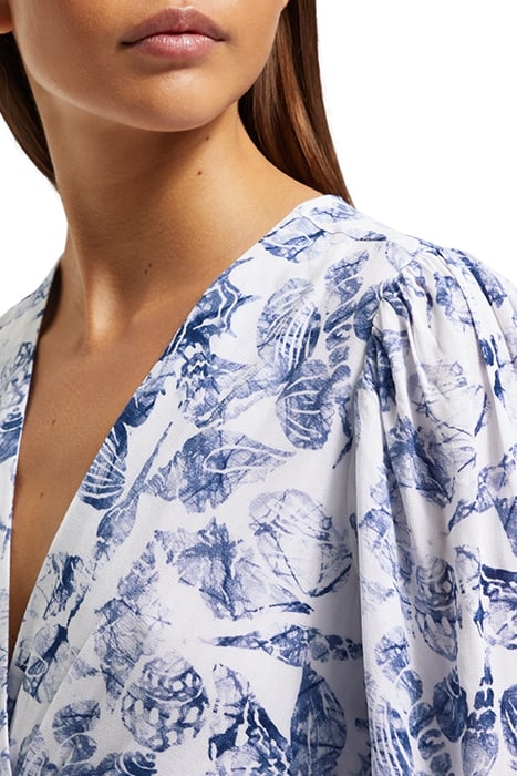 MIDI WRAP DRESS WITH KNOT DETAIL SHELL BATIK BLUE 6