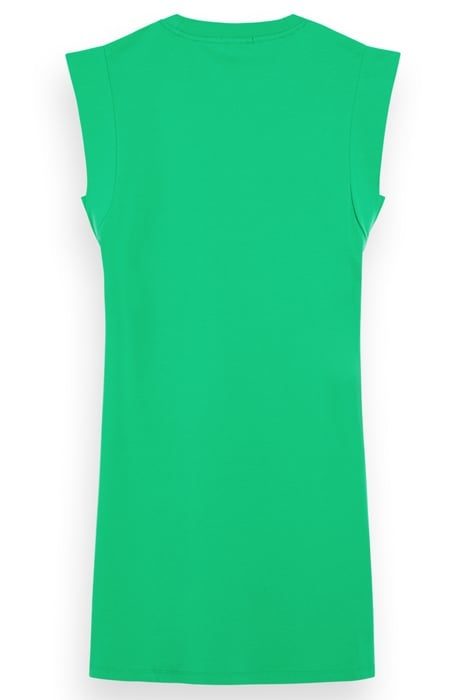 TIE WAIST MINI JERSEY DRESS SCUBA GREEN 2