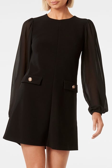 JESSIE SHEER SLEEVE MINI DRESS BLACK 1