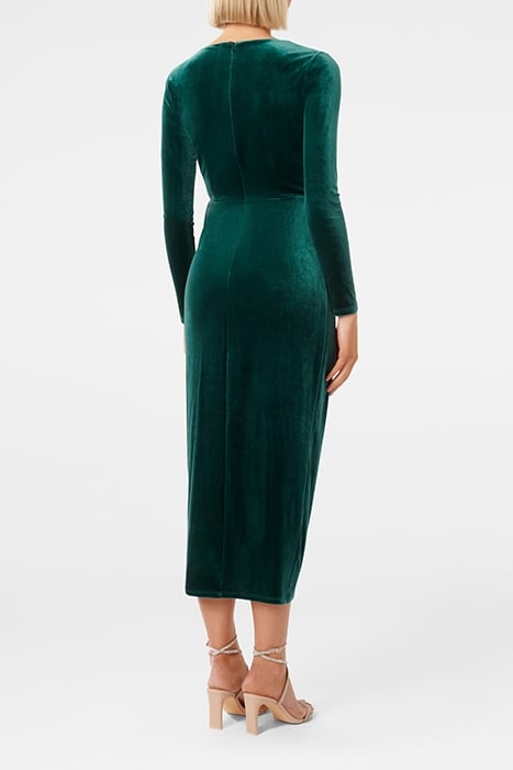 SOFIA VELVET TWIST FRONT MIDI DRESS EMERALD GREEN 2