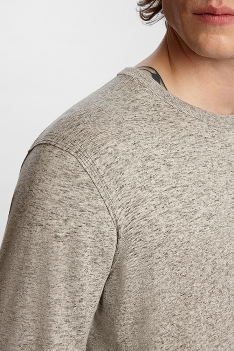 HUNTINGTON LS CREW IN RESERVE DYE COTTON STONE GREY 3
