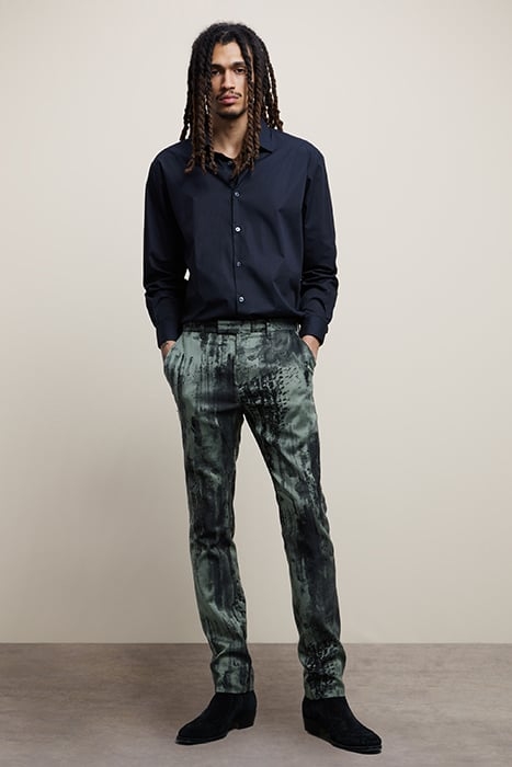 SLIM FIT PANTS WITH WELT HIP POCKET AND MOJITO 1