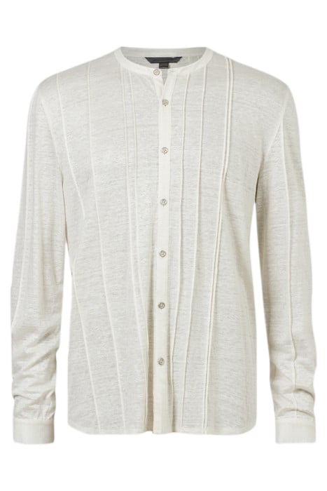 DYCKMAN REGULAR FIT LS BAND COLLAR SHIRT EGG SHELL 2