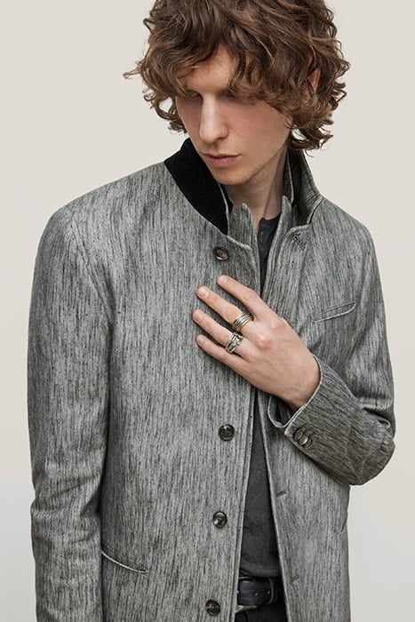 SLIM FIT CONVERTIBLE DROPPED NECK LAPEL MED GREY 2