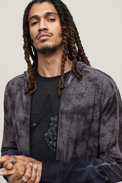 ANTONE LS FULL ZIP HOODY IN JACQUARD AND INK BLUE 2