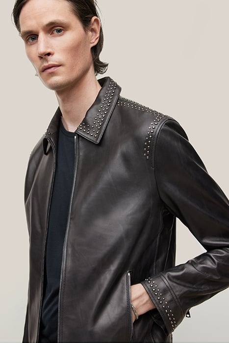 ZIP CLOSURE JACKET WITH MULTI RIVETS STEEL GREY 2