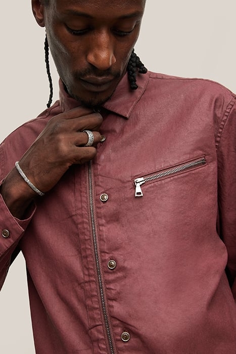 GARMENT WASHED SLIM FIT SHIRT WITH BUTTO RED RUM 2