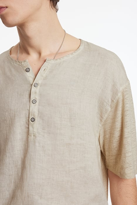 DYER REGULAR FIT SS HENLEY WITH WOVEN PA OAT 3