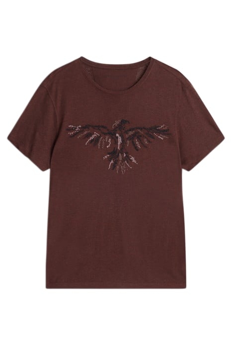 SS CREW TEE - RAVEN EMBROIDERY TERRA BROWN 2