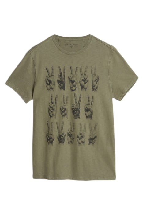 SS CREW TEE - PEACE HANDS DARK MOSS 2