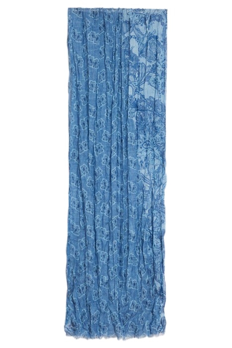 MIXED PAISLEY PATTERN PRINTED SCARF WATER BLUE 1