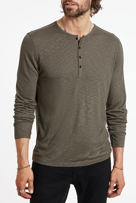 DANVILLE REGULAR FIT LS HENLEY WITH PLAC EUCALYPTUS 1